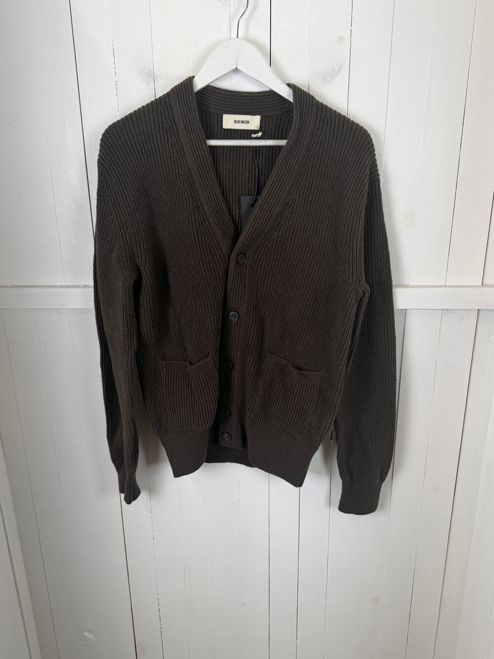 BUCK MASON Brown Cotton Cardigan Sweater Men's M NWT